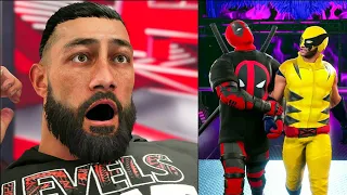 WWE 2K24 - Roman Reigns Shocked by Seeing Deadpool and Wolverine