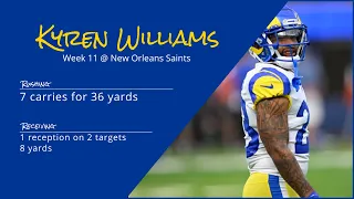 Kyren Williams RB Los Angeles Rams | Every play | 2022 | Week 11 @ New Orleans Saints