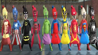 All Superheroes Rod are Dancing - 3D Animation - Ice Scream 3 - All Rods Dancing - Funny Animation