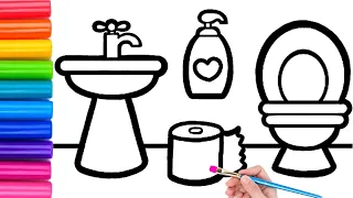 How to draw cute and easy Bathroom  |  Easy drawing for kids   #coloring #bathroom  #bathroomdrawing