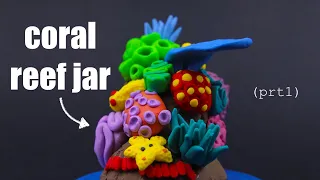 DIY colourful polymer clay coral reef jar . (PART 1)