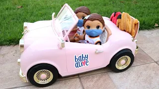 BABY ALIVE GÊMEOS LAURINHA E FELIPINHO FORAM PRA ESCOLA DIRIGINDO O CARRO DE BRINQUEDO