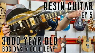 Carved Epoxy Resin River Guitar Build - Bog Oak & Gold Leaf 5 of 5
