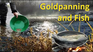 Goldpanning and Fish - Goldwaschen in Deutschland - Campfire Cooking, Bushcraft Panning for Gold