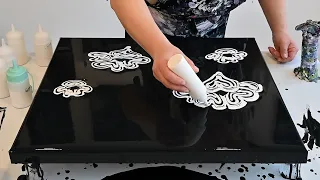 Mesmerizing Pearl Flower Field: Acrylic Pouring Reverse Dip Technique