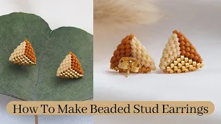 How to make beaded stud earrings. Easy beaded jewelry tutorial ✨✨