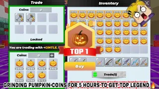 GRINDING PUMPKIN COINS FOR 5 HOURS TO GET TOP LEGEND IN SKYBLOCK BLOCKMAN GO