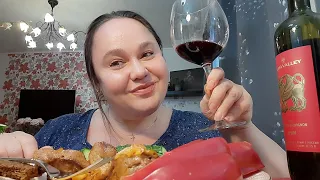 МУКБАНГ💥ШАШЛЫЧОК🥩под ВИНИШКО🍷ВКУСНО очень😋Пятница✌