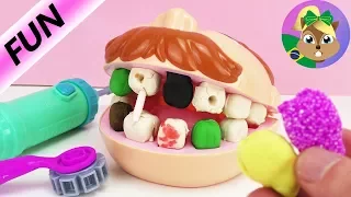 Play-doh dentista dr com dentes podres - nova massinha de isopor para dentes