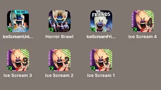 Ice Scream United,Ice Scream Horror Brawl,Ice Scream Friends 5-6-7,Ice Scream 4,Ice Scream 3,2,1