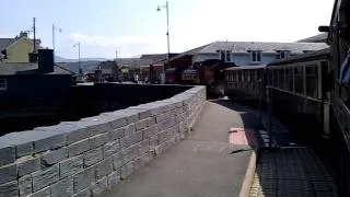 Welsh Highland Railway - Crossing the A487 Britannia Bridge in Porthmadog