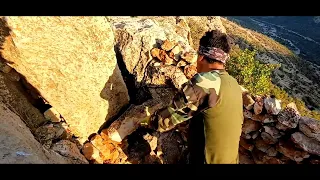 construction of a beautiful ancient shelter in the heart of danger at a height