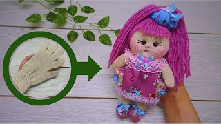 I made a very cute doll from a single glove🧤 It's very easy to make, anyone can do it.