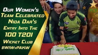 Our Women's Team Celebrated Nida Dar's Entry Into The 1⃣0⃣0⃣ T20I-Wicket Club! #WIWvPAKW