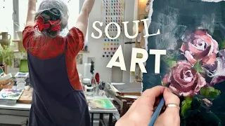 Soul Restoring Art & Self Care Ideas | Artist Studio Vlog ~ Painting Roses & Life Struggles