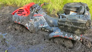 Good Old Mud & Water Fun ! Polaris Sportsman 1000 XP Highlifter & Can Am Outlander 1000R XMR