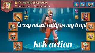 Kvk action - not one step back! My leaderless f2p trap vs strong mixed rally!