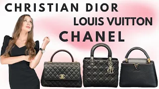 WATCH BEFORE YOU BUY! HONEST REVIEW! BAG COMPARISON & WHAT FITS INSIDE? CHANEL, LOUIS VUITTON & DIOR