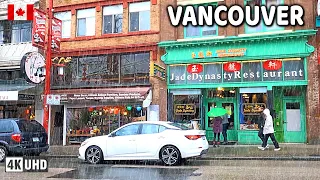 🇨🇦 【4K】⛈️⛈️⛈️ Rain Walk. Downtown Vancouver BC. Travel Canada. Relaxing Walk.