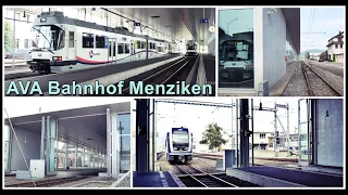 Aargau Verkehr AG /AVA Schmalspur Bahnhof Menziken, Kanton Aargau, Schweiz 2021