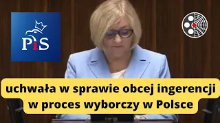 Barbara Bartuś - ws. uchwały w sprawie obcej ingerencji w proces wyborczy w Polsce