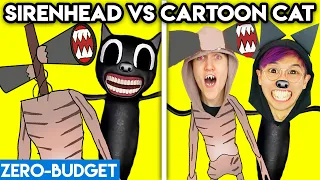 SIRENHEAD vs. CARTOON CAT WITH ZERO BUDGET! (FUNNY FIGHT PARODY By LANKYBOX!)