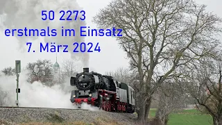 Erstmals im Einsatz: Dampflok 50 2273 der Unterländer Eisenbahnfreunde Heilbronn e. V.