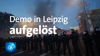 Corona-Proteste in Leipzig: Zusammenstöße nach "Querdenken"-Demo