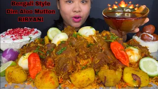 BENGALI STYLE DIM ALOO MUTTON BIRYANI, 2 KING CHILLIES, RAITA & EXTRA SPICY MUTTON CURRY MUKBANG