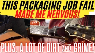 Dirt & Grime + A Terrible Packaging Job That Made Me Nervous! | Unboxing A Very Dirty Archtop Guitar