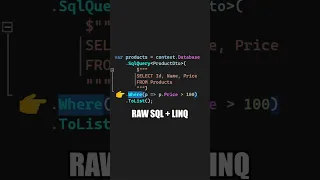 Composing Raw SQL And LINQ Queries With EF #shorts