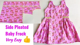 Side pleated Baby Frock Cutting and stitching | Baby Frock Cutting and stitching very Easy tutorial