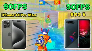 iPhone 14 Pro Max vs ROG 5  Bgmi Test | 90FPS vs 90FPS | 1v1 Challenge Bgmi | 1v1 TDM