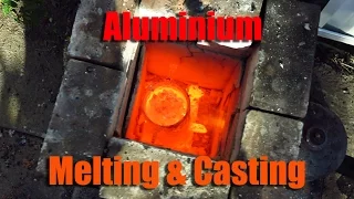 Melting Aluminium with brick furnace oil fired.