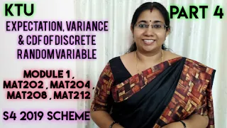 Mean ,Variance & CDF of Discrete Random Variable| MAT202| MAT204 |MAT208 | MAT212 | Module 1| Part 4