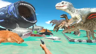 FPS Avatar in Aquapark Rescues Dinosaurs and Fights Sea Monsters - Animal Revolt Battle Simulator