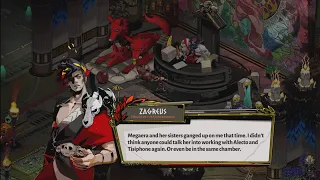 Zagreus tells his father about Megaera and her sisters ganging up on him - Hades