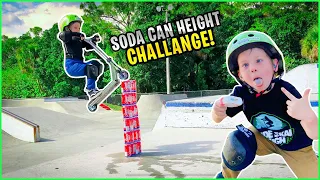 Soda Can Height Jump Challenge | 4 Year Old Scooter Kid Krazy Kai