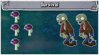 Can You Beat Survival Night With Only Scaredy-Shroom As The Fighting Plant l Plants VS. Zombies