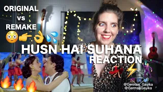 German गायिका REACTION to HUSN HAI SUHANA | Coolie No. 1 ORIGINAL Govinda & Karisma Kapoor 90's Hits