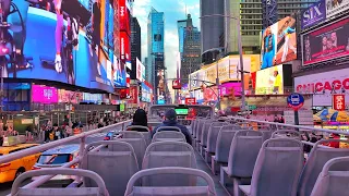 NYC Double Decker Bus Tour Night Top View - Times Square/ 5th Avenue/ Wall Street/ Brooklyn Bridge