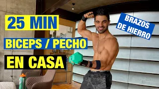 Rutina de Biceps y Pecho Intensa (25 MIN) Ejercicios para Brazo en Casa