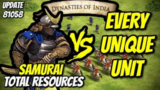 (UPDATE 81058) ELITE SAMURAI vs EVERY UNIQUE UNIT (Total Resources) | AoE II: DE