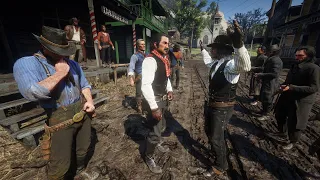 Van der Linde Gang Brawl and Gunfight with Odriscoll's Boys Red Dead Redemption 2