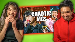 BTS being chaotic MCs - HILARIOUS COUPLES REACTION!