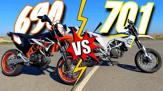 KTM SMCR 690 VS HUSQVANRA 701 SUPERMOTO SHOWDOWN 🔥