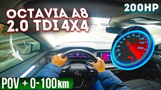 SKODA OCTAVIA A8: 2.0 TDI (200 hp) 4x4 | test 0-100 km + POV