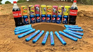 Experiment: Coca Cola, Pepsi, Lipton Ice Tea, Didi Ice Tea vs Mentos Underground!!!