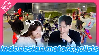 [Reaksi Korea] Wanita Korea Pertama Melihat Sepeda Motor🏍di Indonesia! | Ini sangat GILA!! 🤣