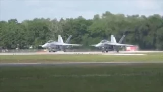 2 F-18 Super Hornets take off & unrestricted climb!